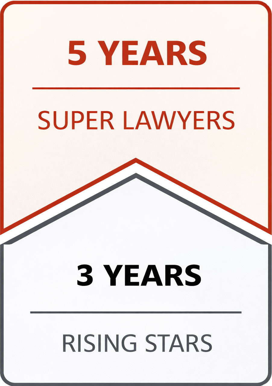 5 Years Super Lawyers, 3 Years Rising Stars